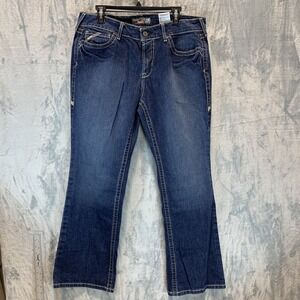 Ariat Women's FR Jeans 32S Flame Resistant Cat 2 Mid Rise Boot Cut Medium Wash